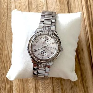 Guess Silver Women's Watch with Crystal Accents